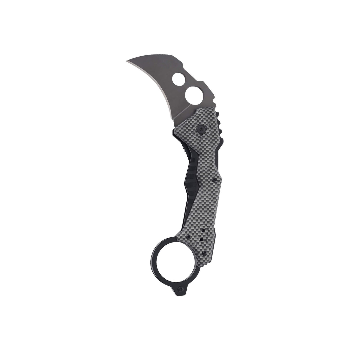 front of folding EDC knife Klaw from Mavik Gear 5Cr15MoV steel Karambit folding blade with carbon fiber handle