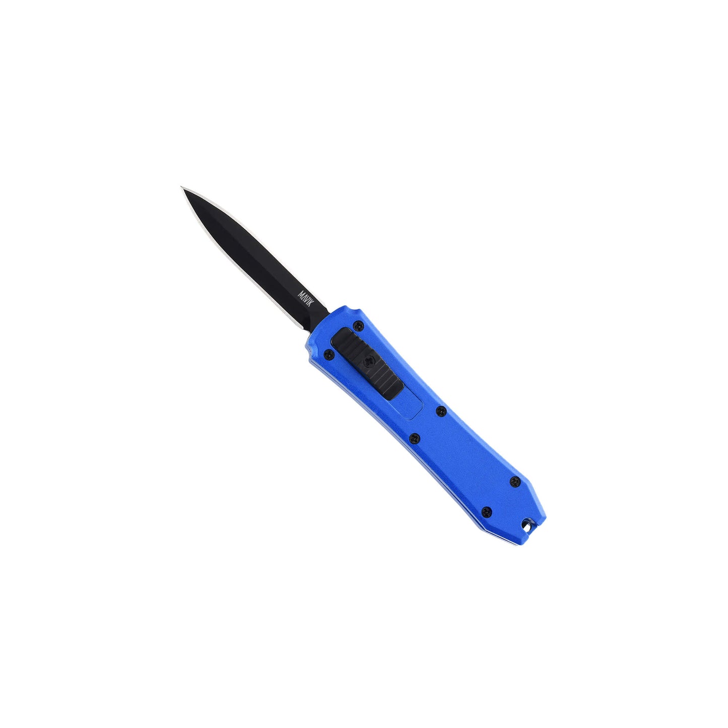Blue Hunting, fishing, EDC Mini automatic OTF knife Xkarve with spear point blade, Zinc alloy handle and lanyard hole.
