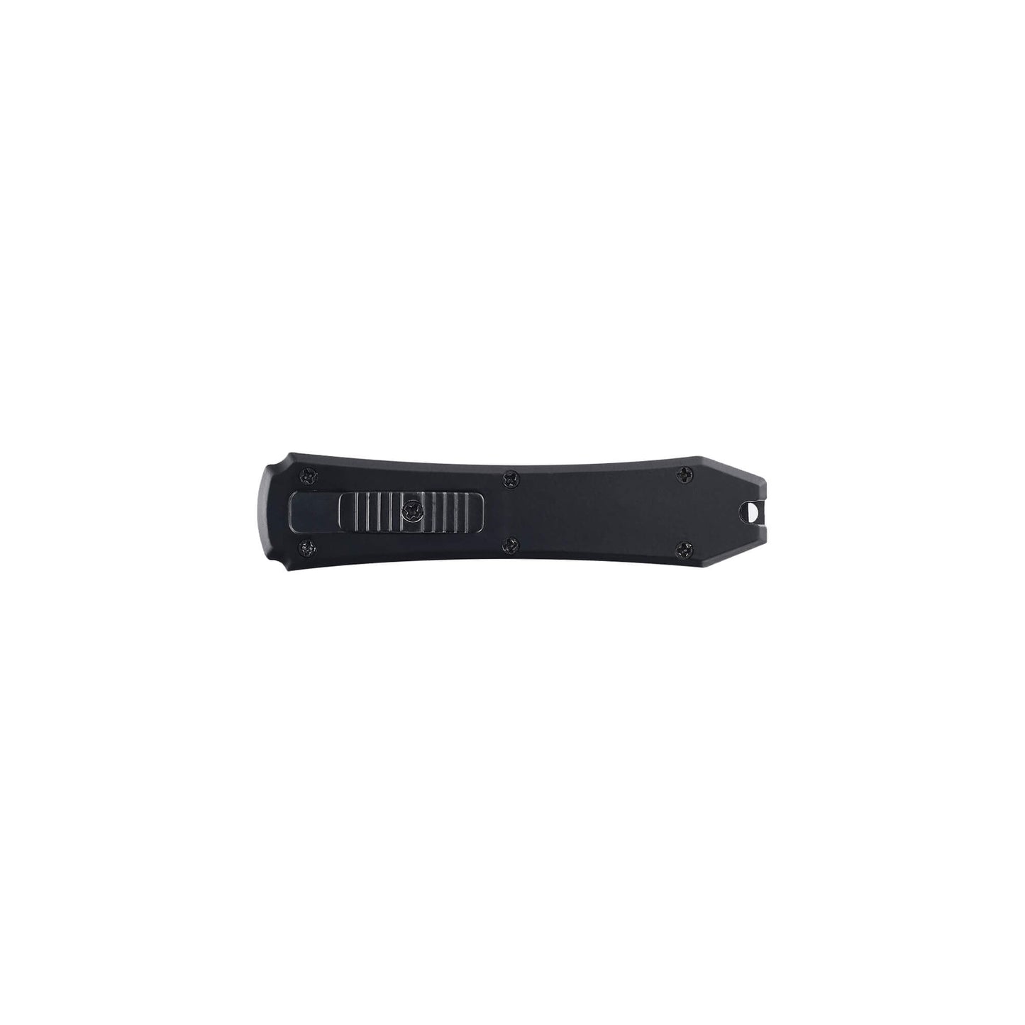Black Hunting, fishing, EDC Mini automatic OTF knife Xkarve with spear point blade, Zinc alloy handle and lanyard hole.