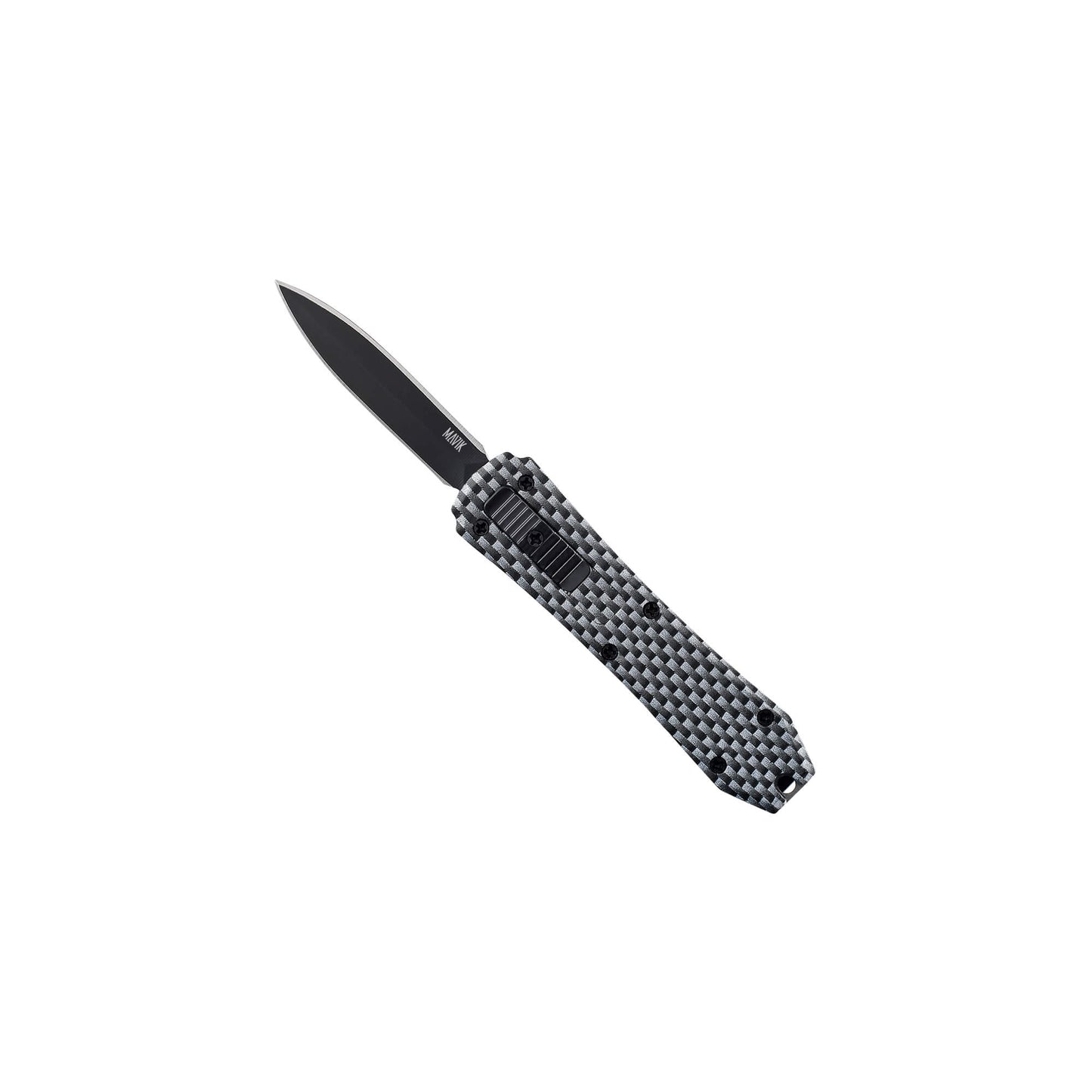 Carbon Hunting, fishing, EDC Mini automatic OTF knife Xkarve with spear point blade, Zinc alloy handle and lanyard hole.