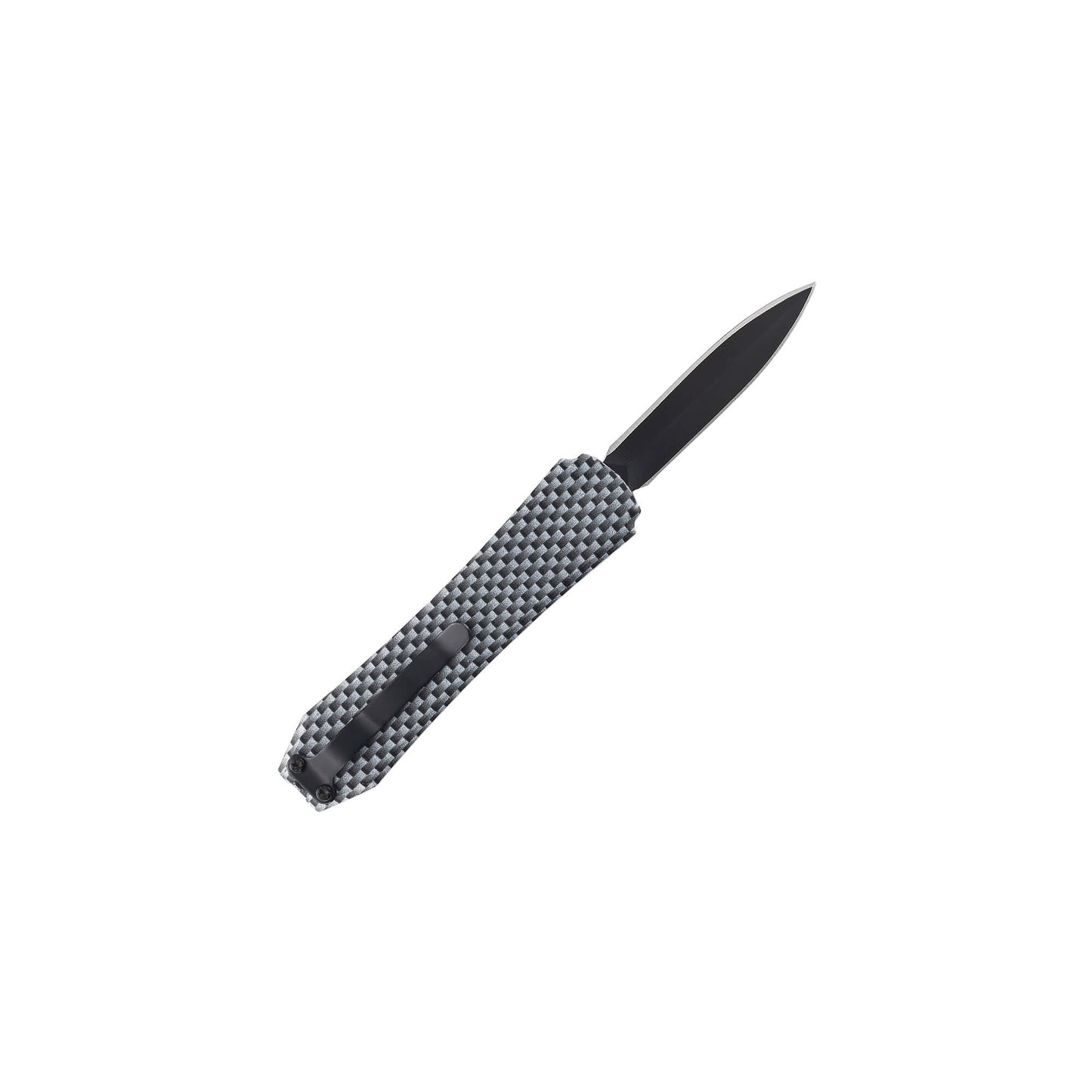 Carbon Hunting, fishing, EDC Mini automatic OTF knife Xkarve with spear point blade, Zinc alloy handle and lanyard hole.