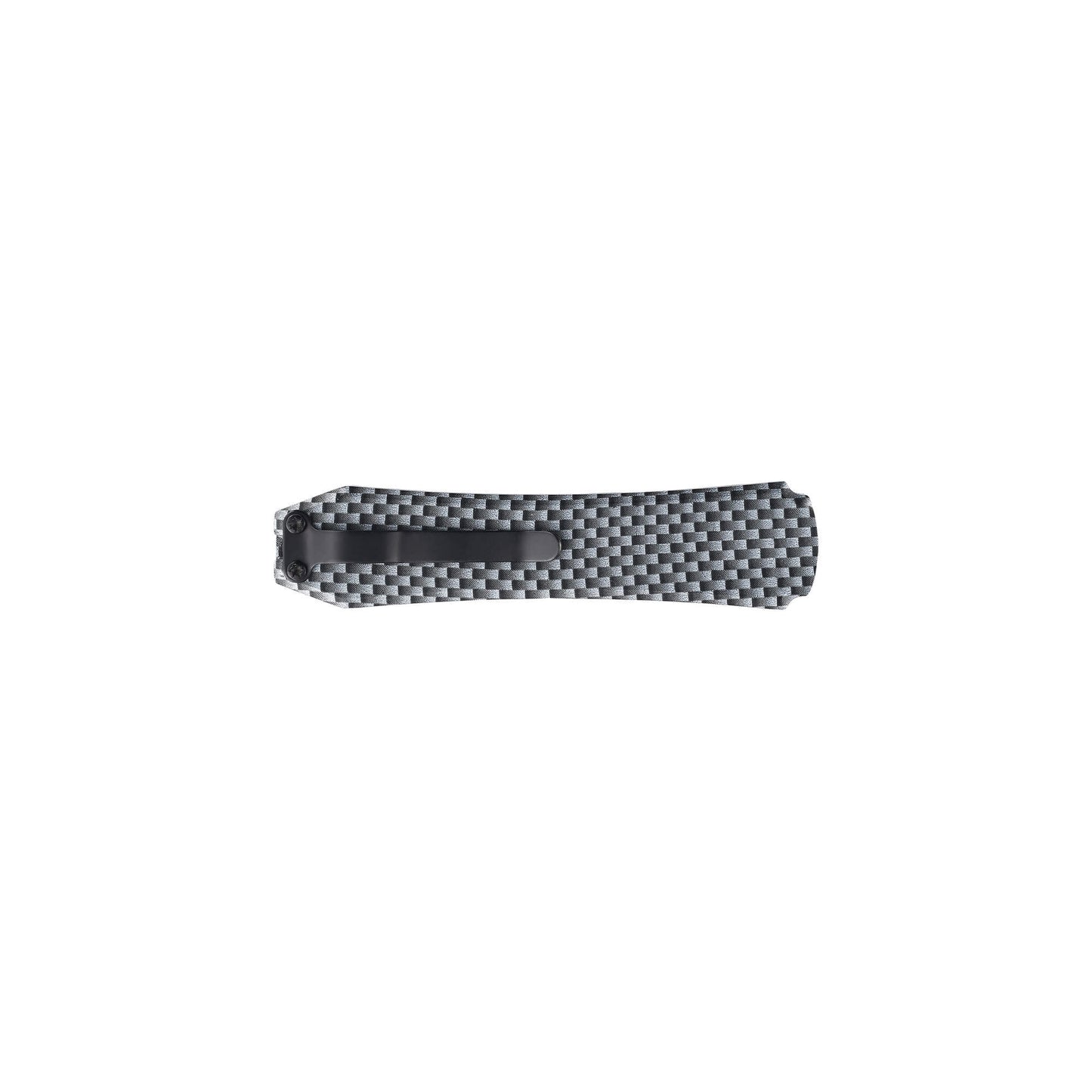 Carbon Hunting, fishing, EDC Mini automatic OTF knife Xkarve with spear point blade, Zinc alloy handle and lanyard hole.