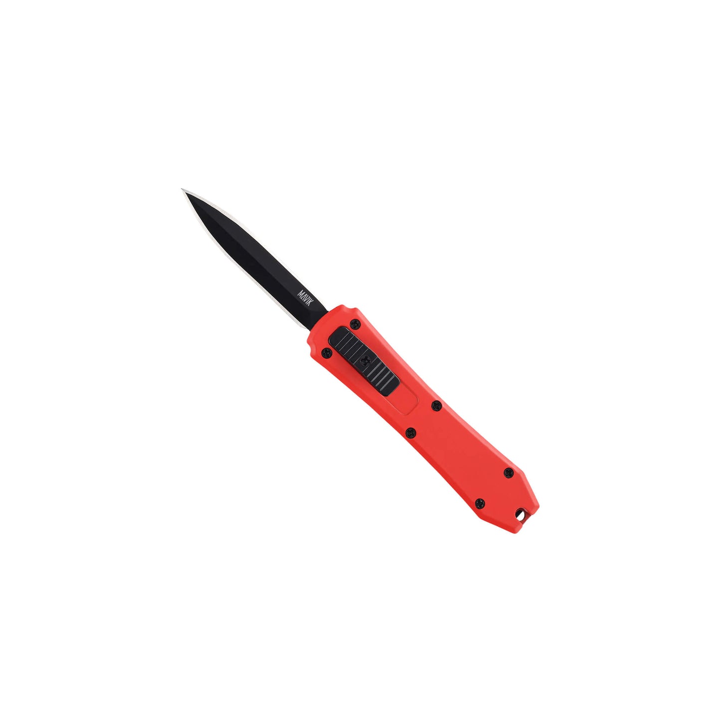 Red Hunting, fishing, EDC Mini automatic OTF knife Xkarve with spear point blade, Zinc alloy handle and lanyard hole.