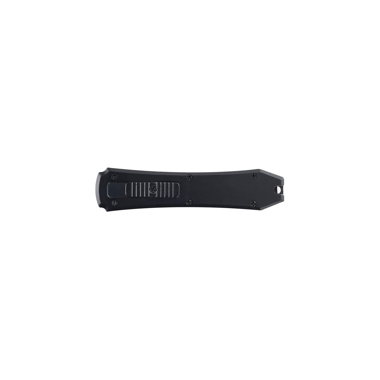 Hunting, fishing, EDC Mini automatic OTF knife Xkarve with serrated spear point blade, Zinc alloy handle and lanyard hole.