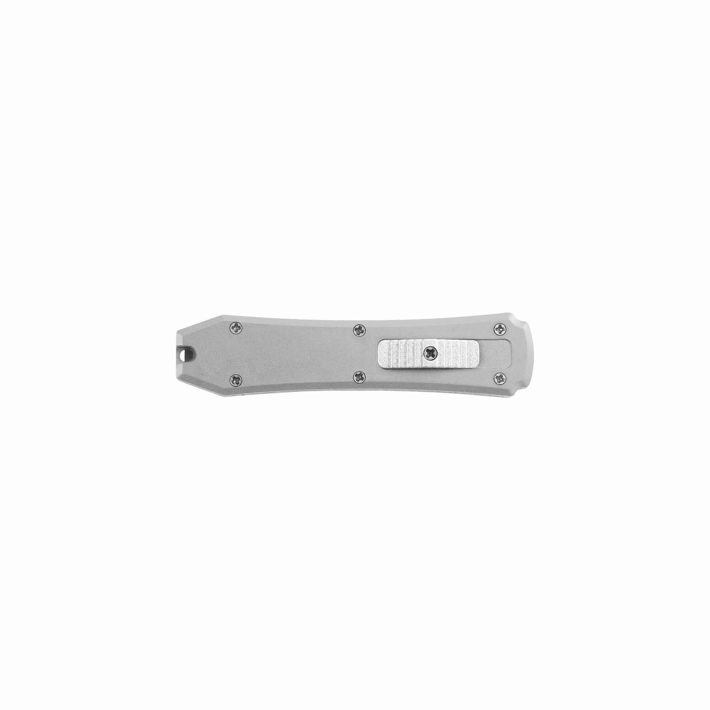 Hunting, fishing, EDC Mini automatic OTF knife Xkarve with serrated spear point blade, Zinc alloy handle and lanyard hole.