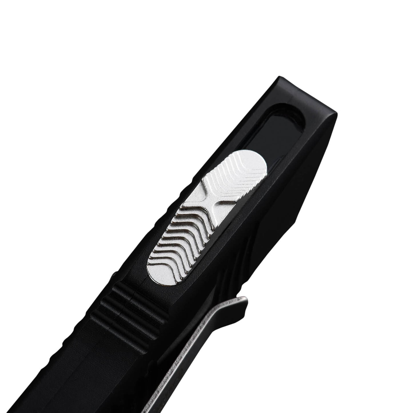 OTF Caliore compact CNC'ed sliding knife with a 1.95" D2 blade and 3.40" zinc Aluminum handle, lightweight at 0.14lbs.
