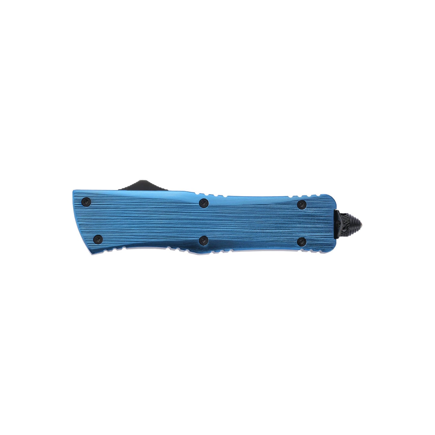 Opian Large OTF knife with dual-action, tanto blade and textured Zinc Alloy handle for secure grip.