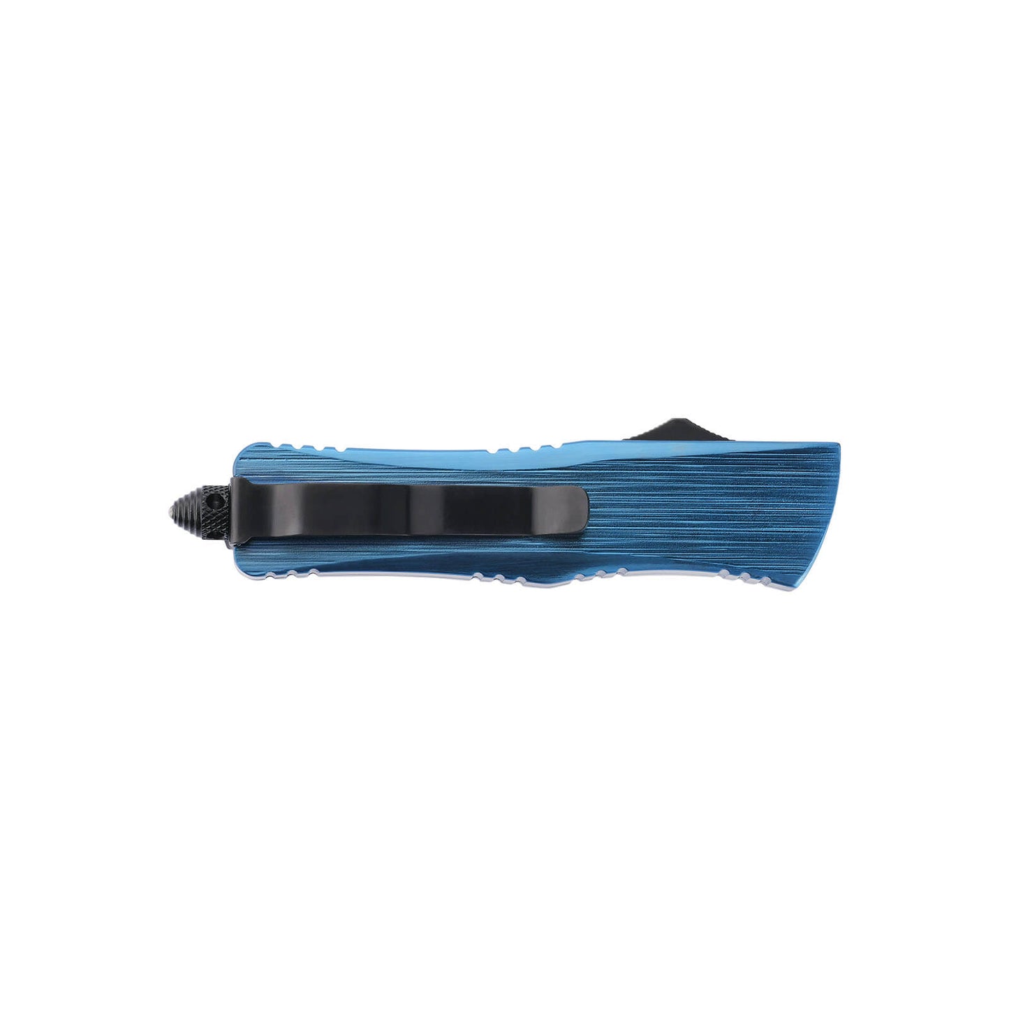 Opian Large OTF knife with dual-action, tanto blade and textured Zinc Alloy handle for secure grip.