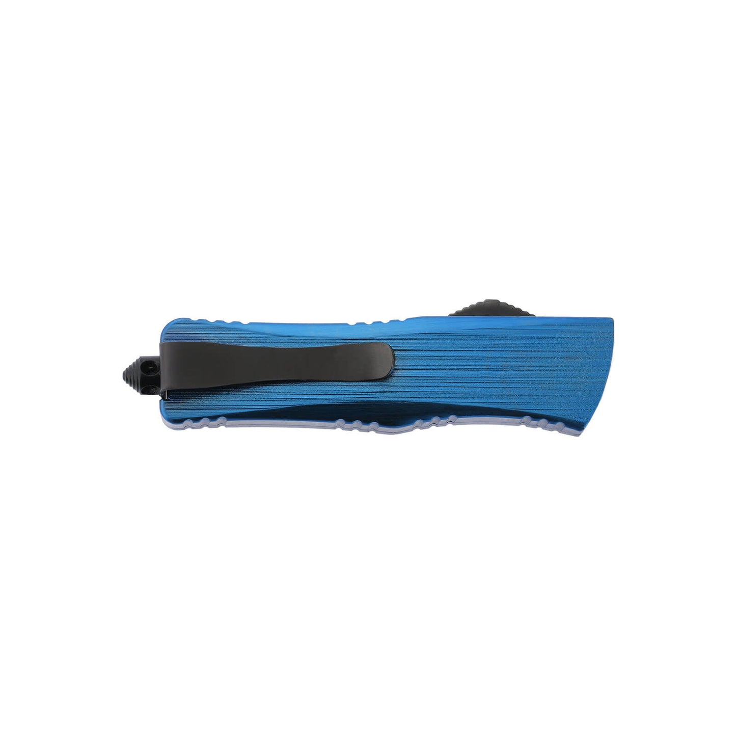 Opian Small OTF knife with dual-action, tanto blade and textured Zinc Alloy handle for secure grip.