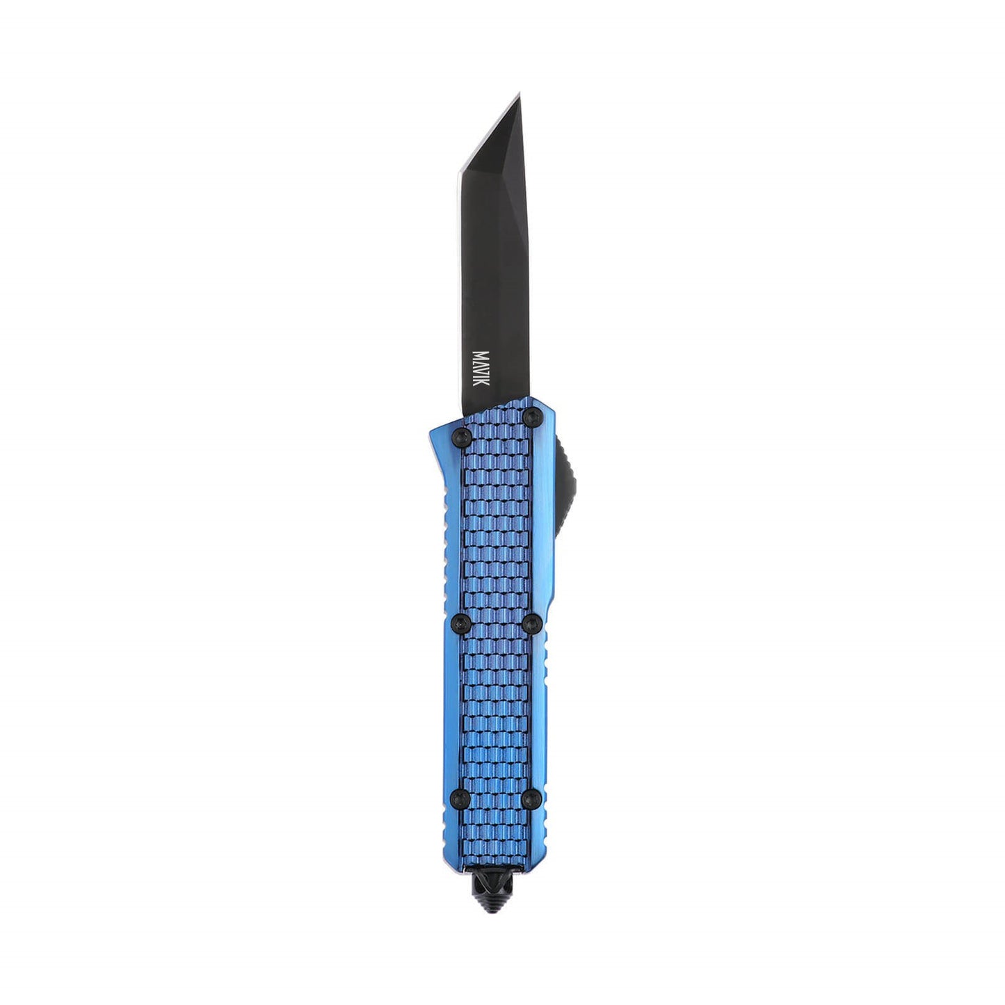 Oran Small OTF knife with dual-action, tanto blade and textured Zinc Alloy handle for secure grip.