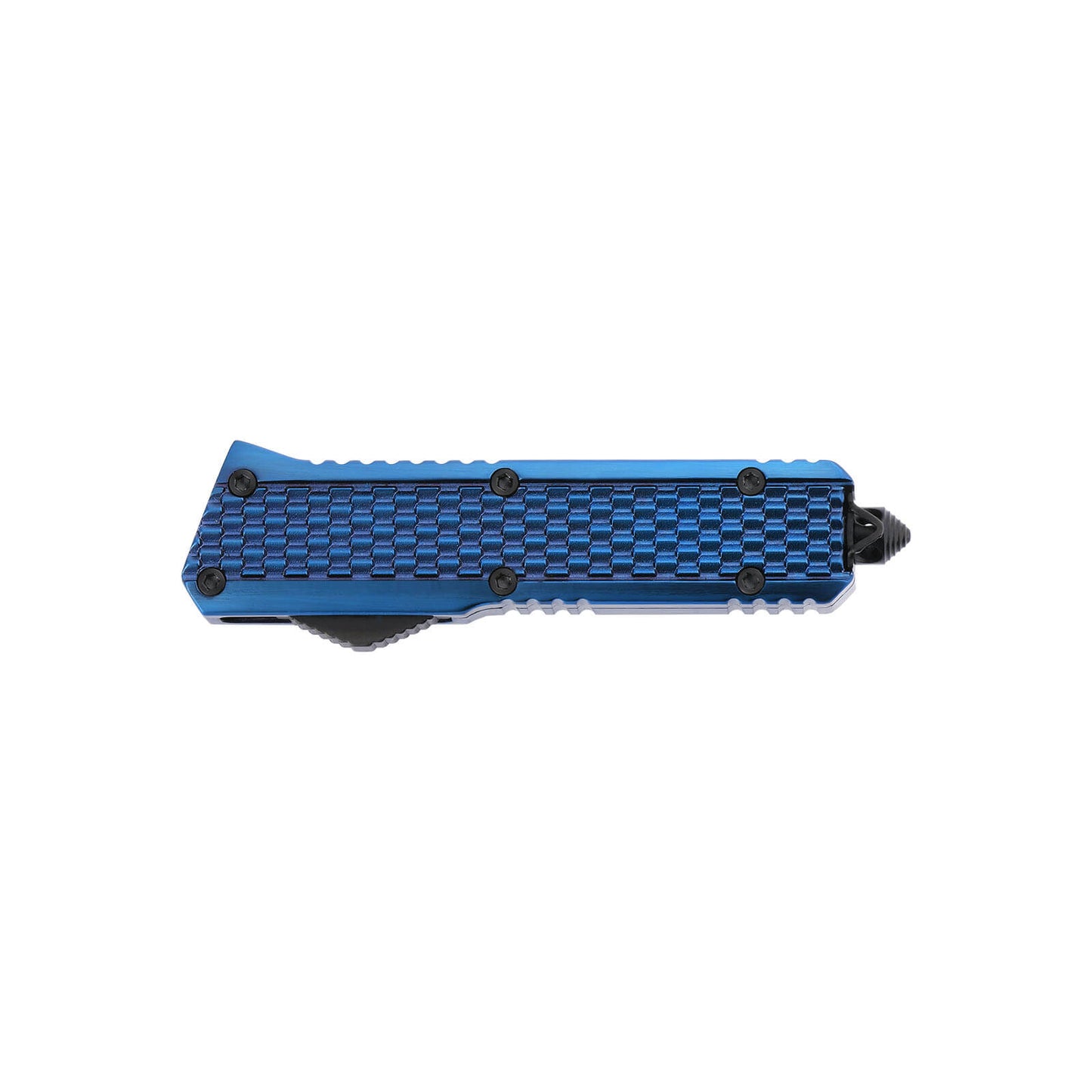 Oran Small OTF knife with dual-action, tanto blade and textured Zinc Alloy handle for secure grip.