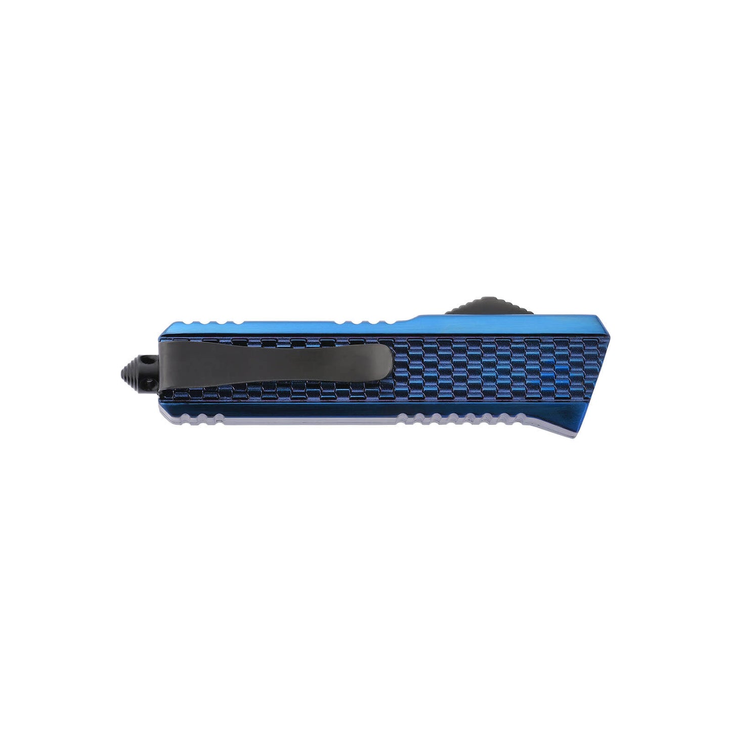 Oran Small OTF knife with dual-action, tanto blade and textured Zinc Alloy handle for secure grip.