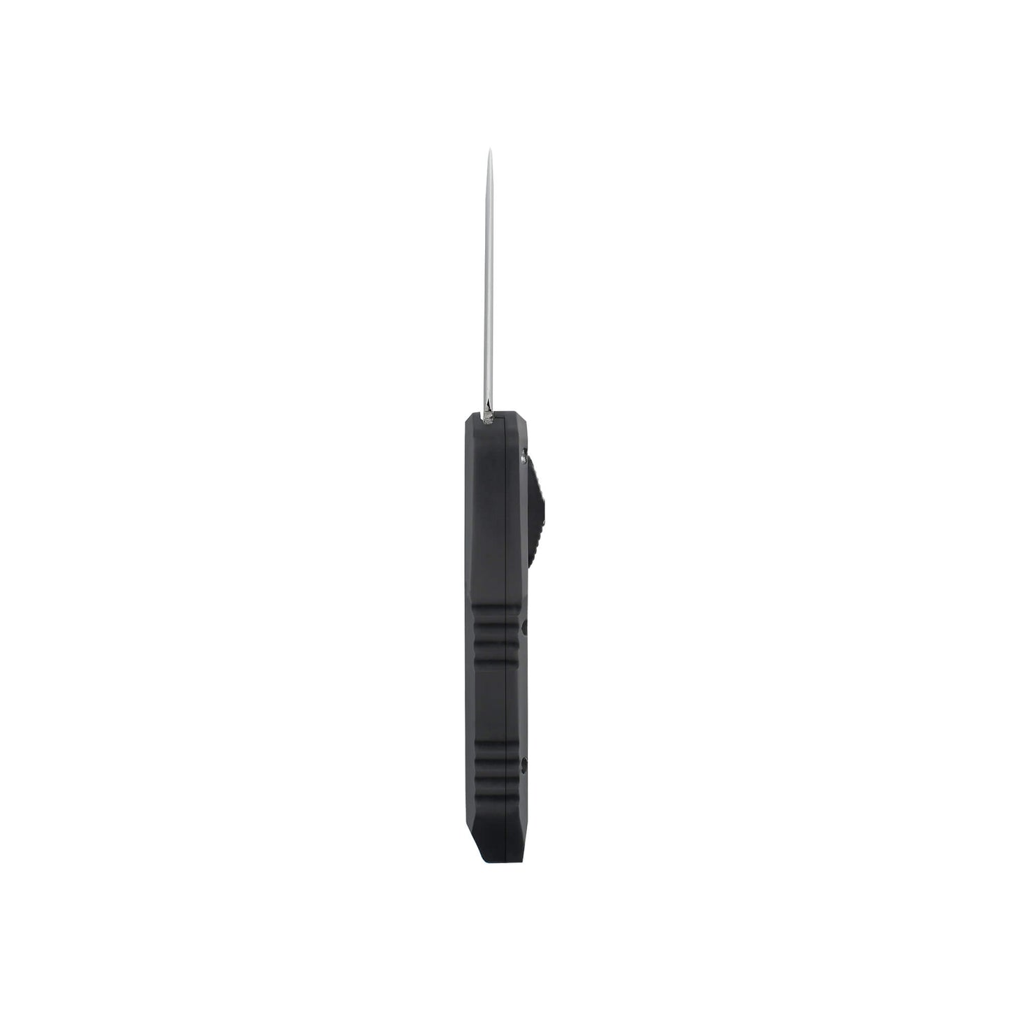Black Automatic OTF knife Relik from Mavik Gear with spear point blade, Zinc alloy handle, button lock and lanyard hole.