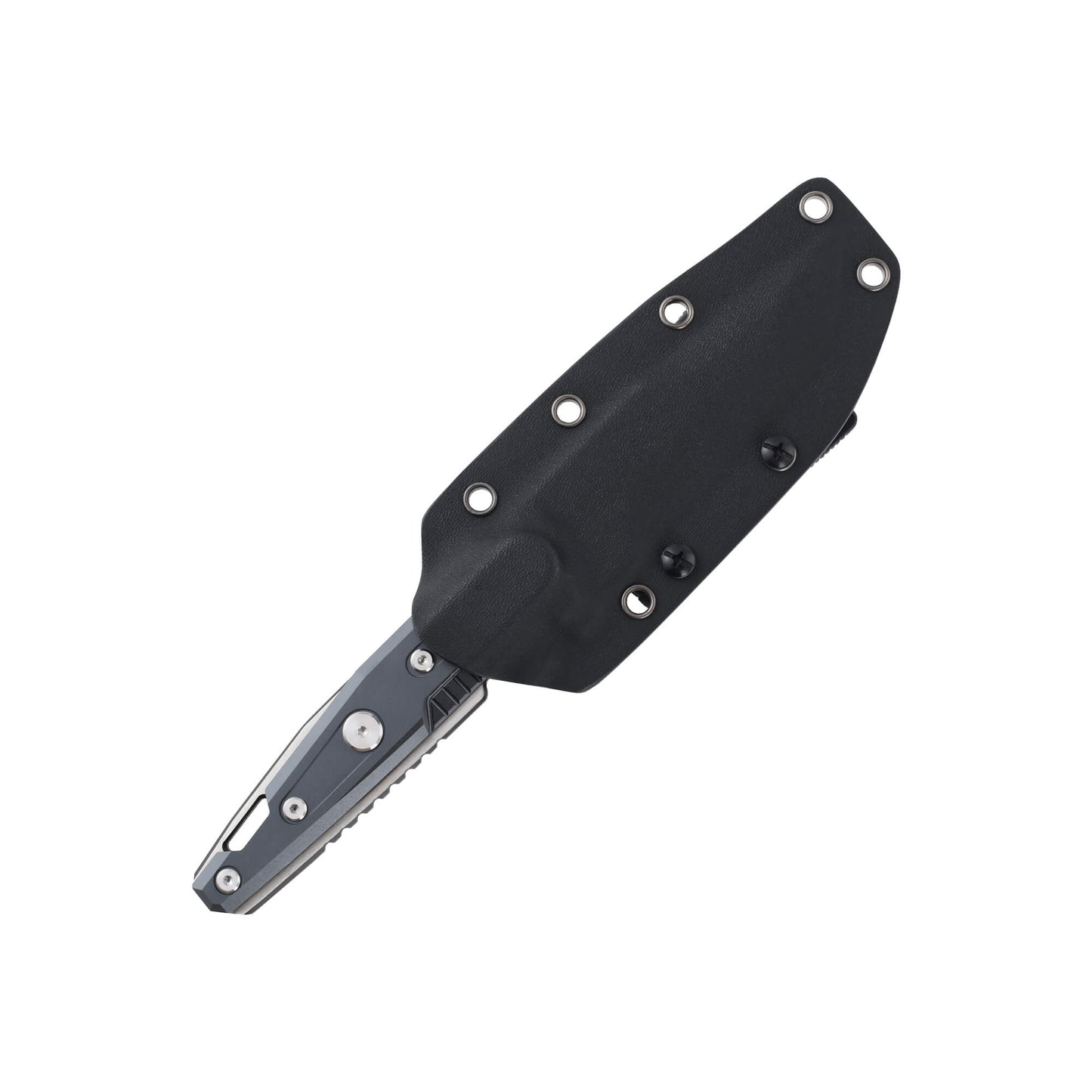 Fixed-blade hunting knife Slither from Mavik Gear with D2 drop point blade, aluminum alloy handle, and lanyard hole.
