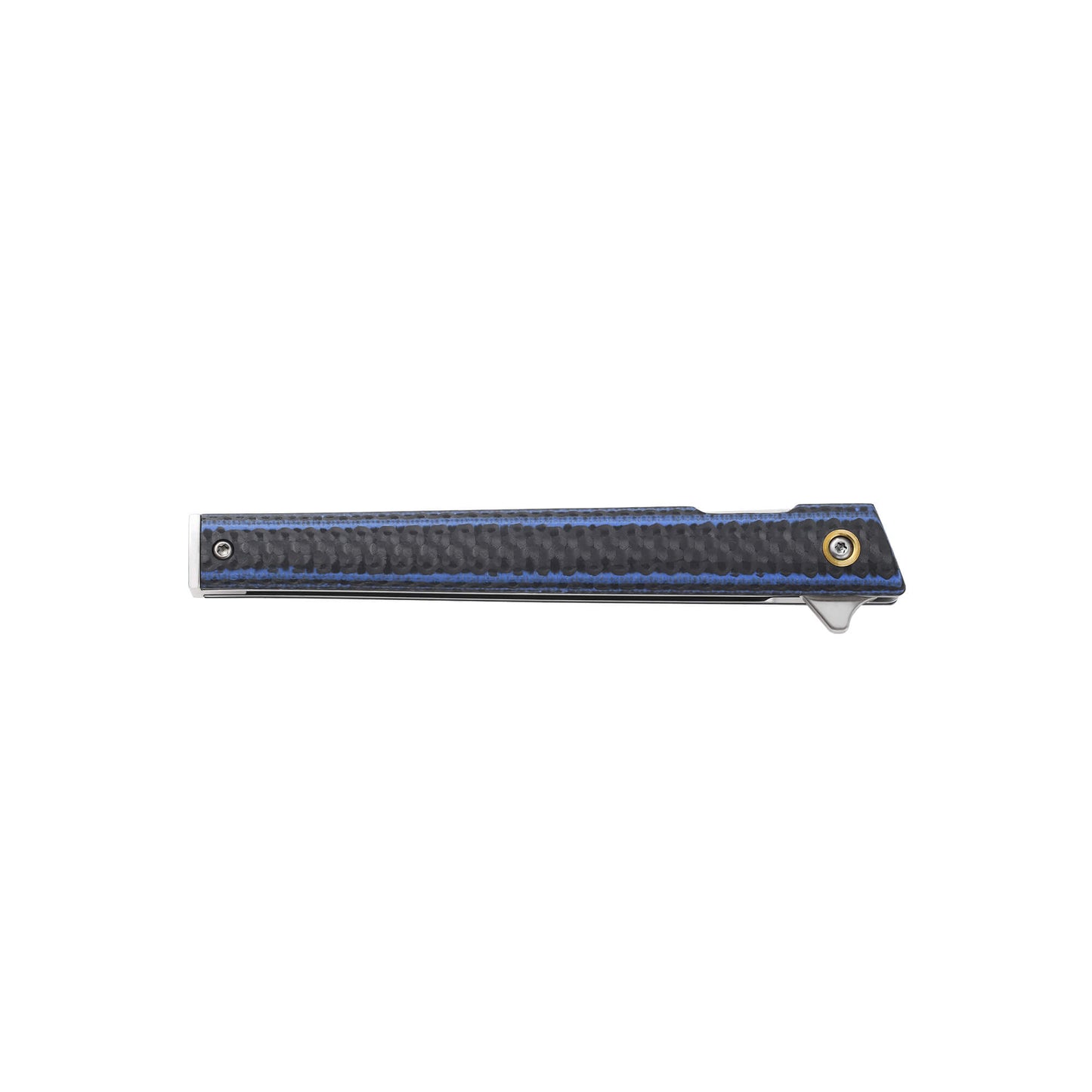 Sleek Alon folding knife with a 3.15" D2 American Tanto blade, 4.53" carbon fiber handle, and advanced grip. Weighs .11lbs.