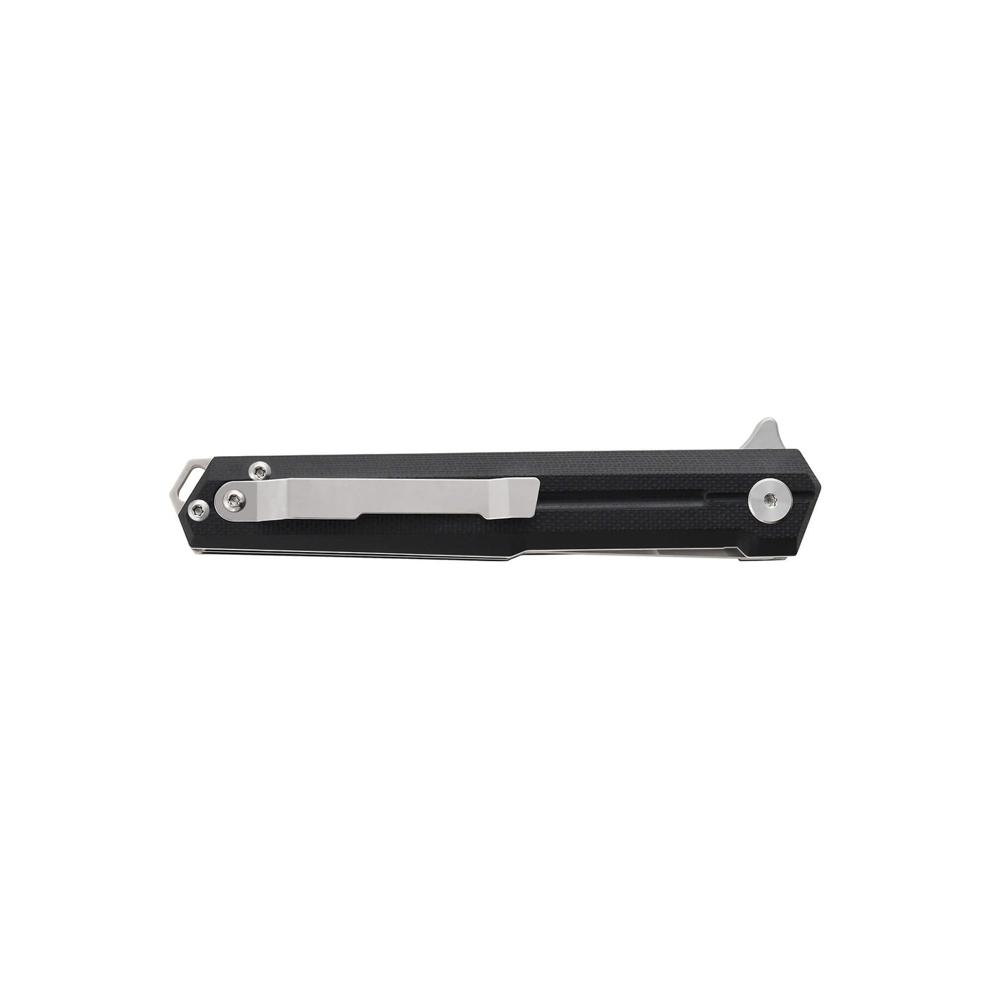 Everyday carry folding knife Ero from Mavik, with 3.46" american tanto blade made of 440C, and black G10 handle length 4.45".