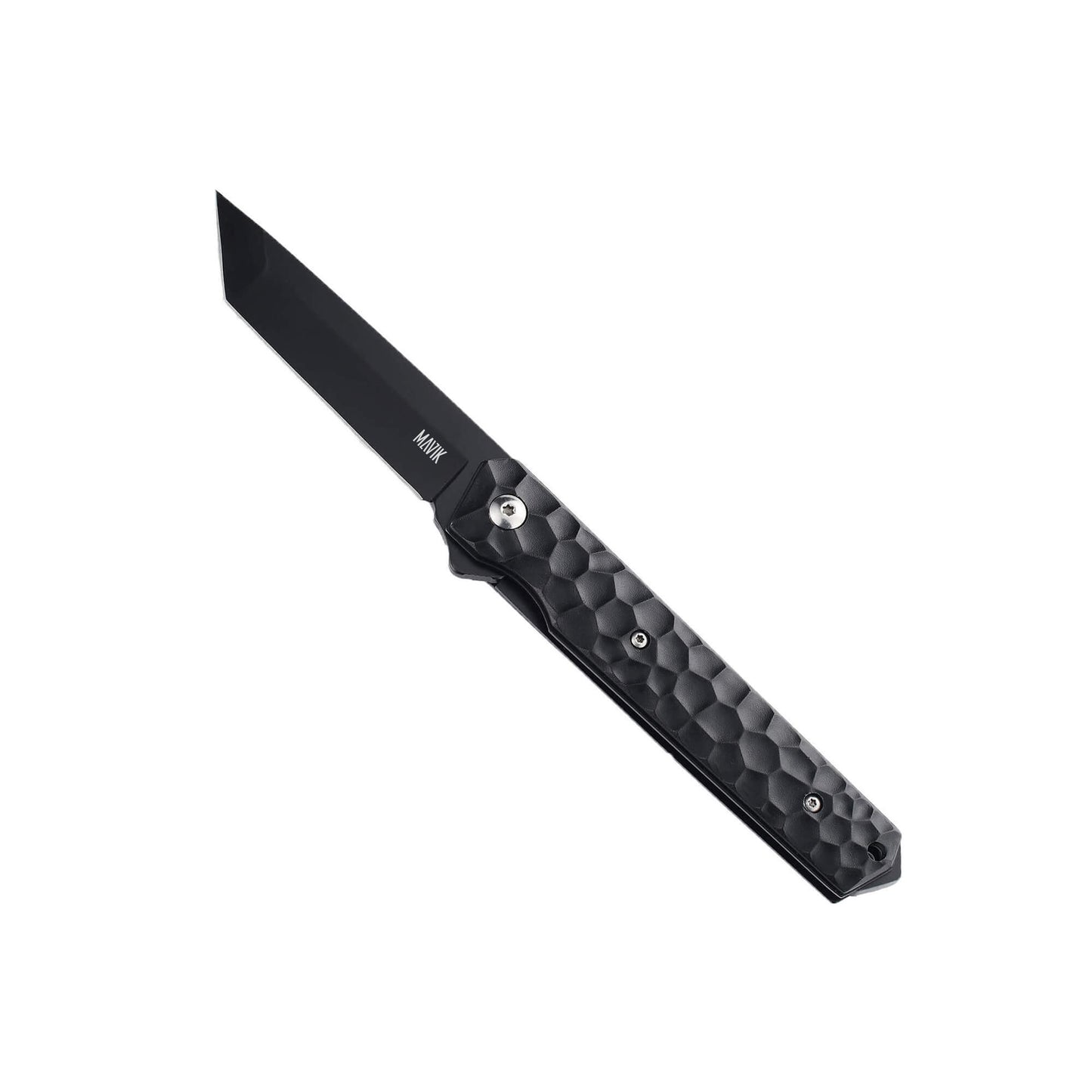 Folding knife Iren from Mavik Gear with D2 steel american tanto blade, Aluminum alloy handle, pocket clip, and lanyard hole.