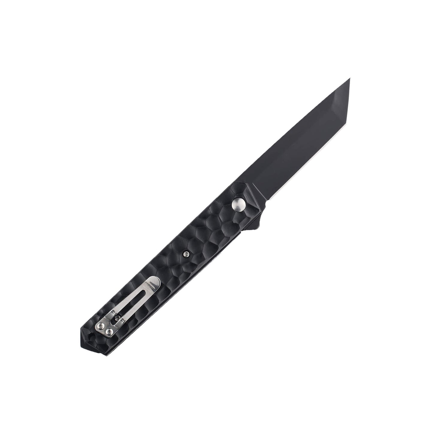 Folding knife Iren from Mavik Gear with D2 steel american tanto blade, Aluminum alloy handle, pocket clip, and lanyard hole.