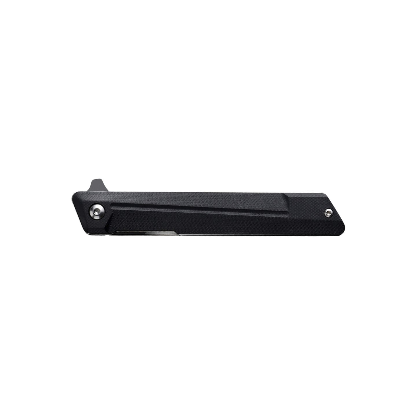 Folding knife Jawrs from Mavik Gear with D2 steel american tanto blade, black textured G10 handle, and pocket clip.