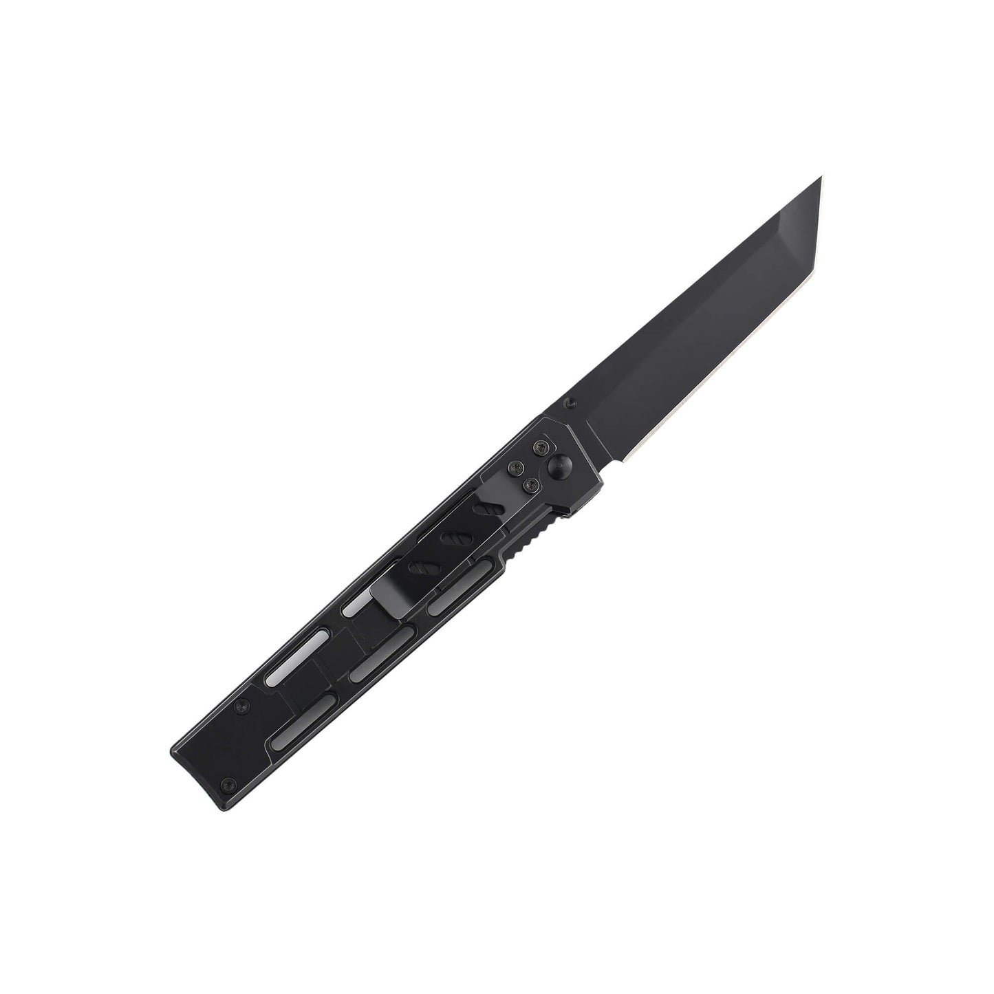 Folding EDC knife Sling Reap from Mavik Gear with 440C steel american tanto blade, aluminum alloy handle, and hip clip.