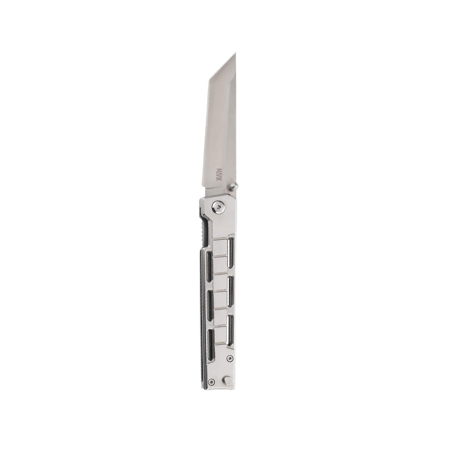 Folding knife Sling Reap from Mavik Gear with 440C steel american tanto blade, aluminum alloy handle, and hip clip.