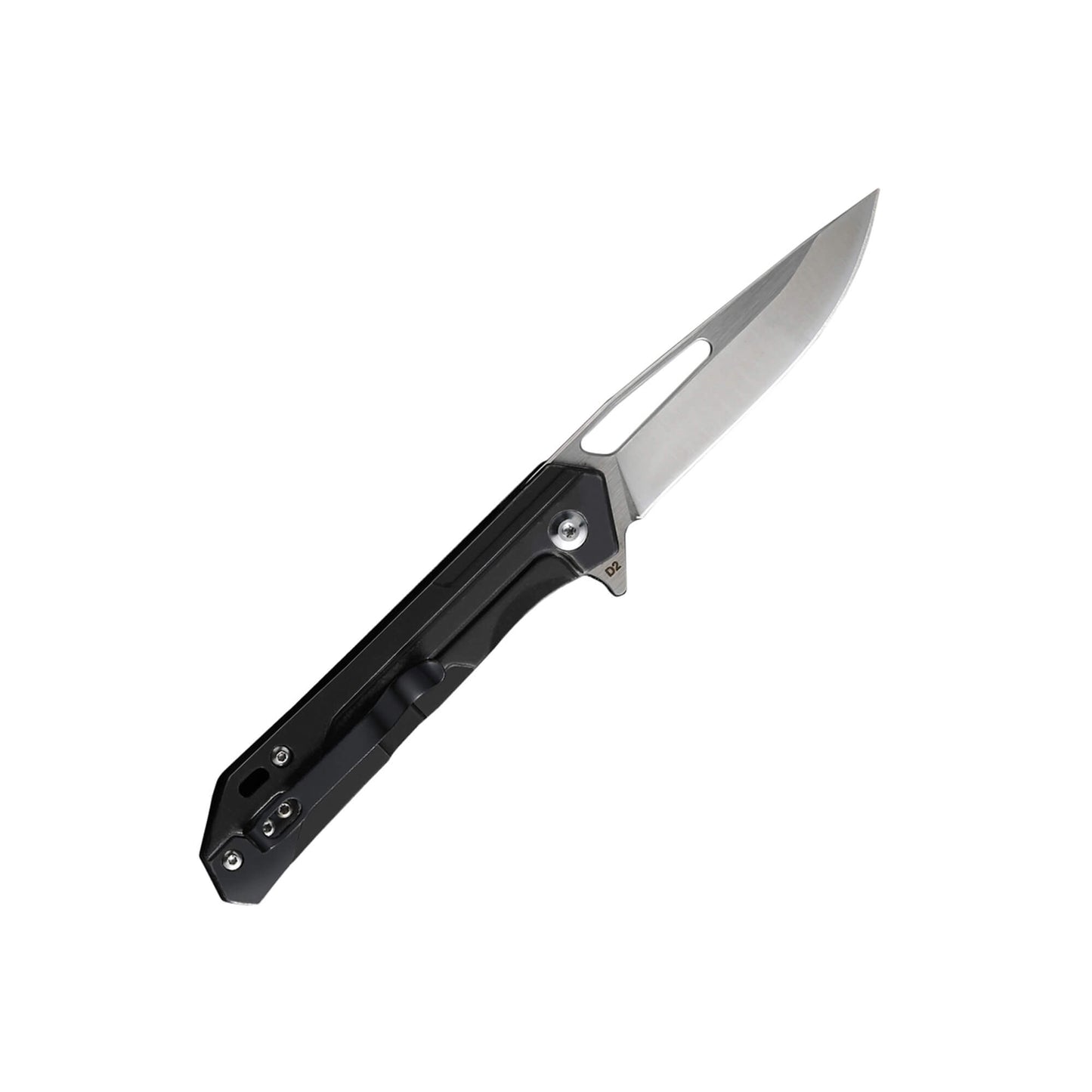 Folding camping knife Solem from Mavik Gear with D2 drop point blade, Aluminum Alloy handle, pocket clip, and lanyard hole.
