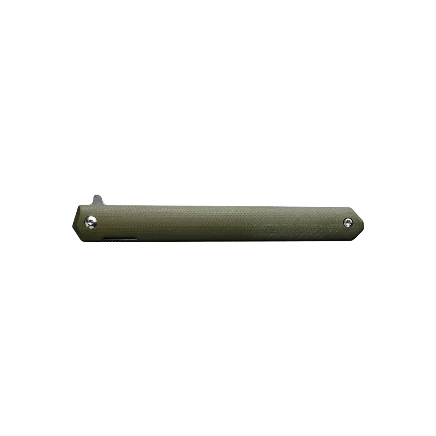 Folding knife Tamer from Mavik Gear with american tanto D2 Steel blade, green anti-slip G10 handle, and pocket clip.