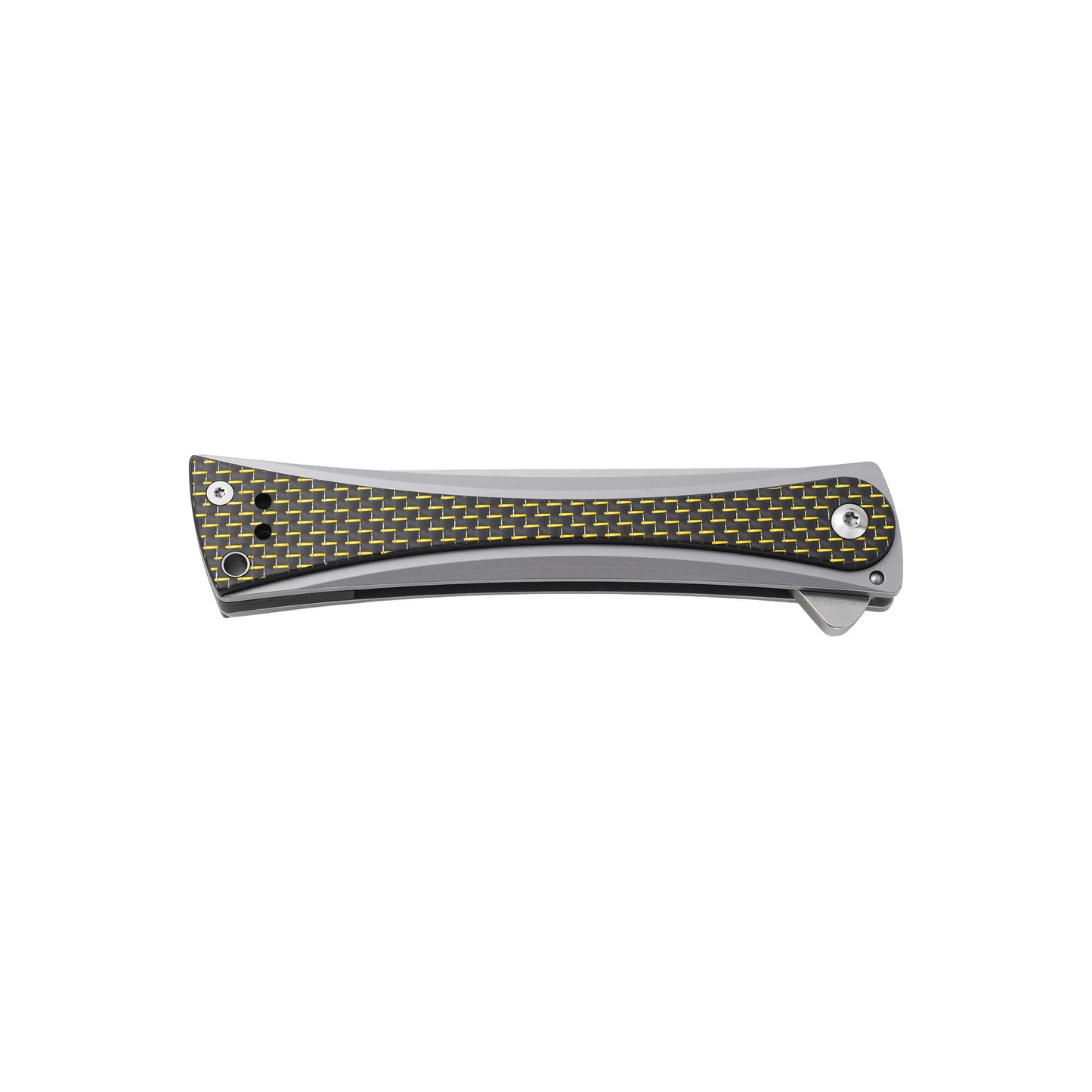 Folding knife Tribe from Mavik Gear with american tanto blade, Carbon Fiber and Steel handle, lanyard hole and hip clip.