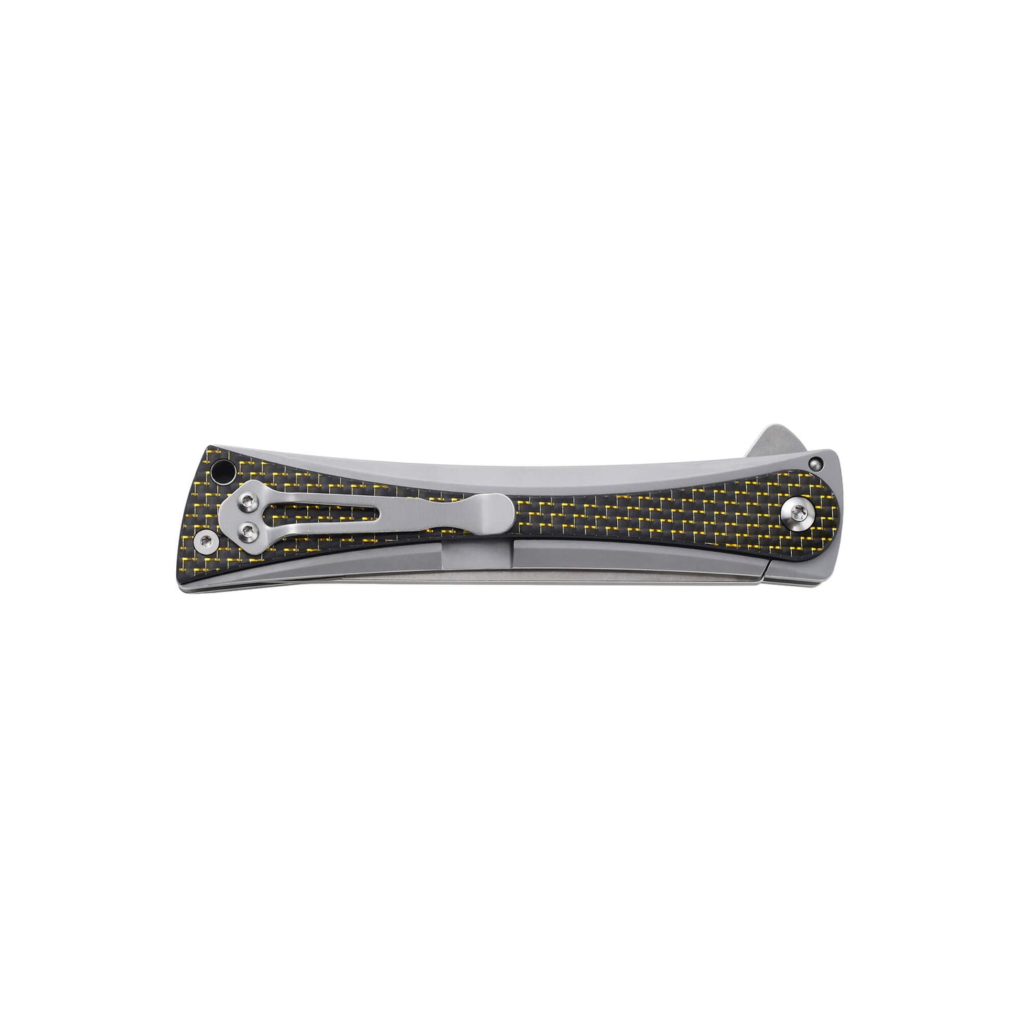 Folding knife Tribe from Mavik Gear with american tanto blade, Carbon Fiber and Steel handle, lanyard hole and hip clip.