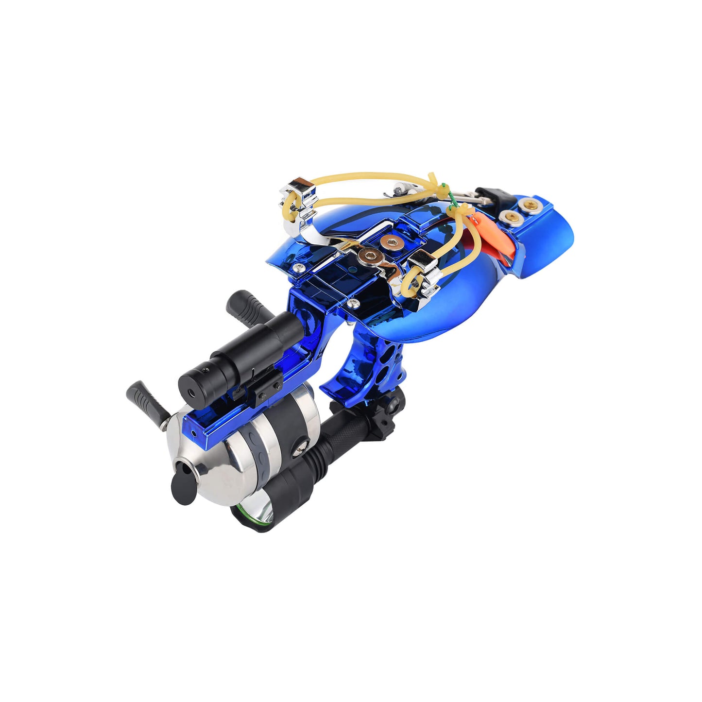 Fishing slingshot F-Ballista 01 with Flashlight, Fishing Reel, 3 Fish Darts with Dart Box, Magnetic Ball Holder and Laser.