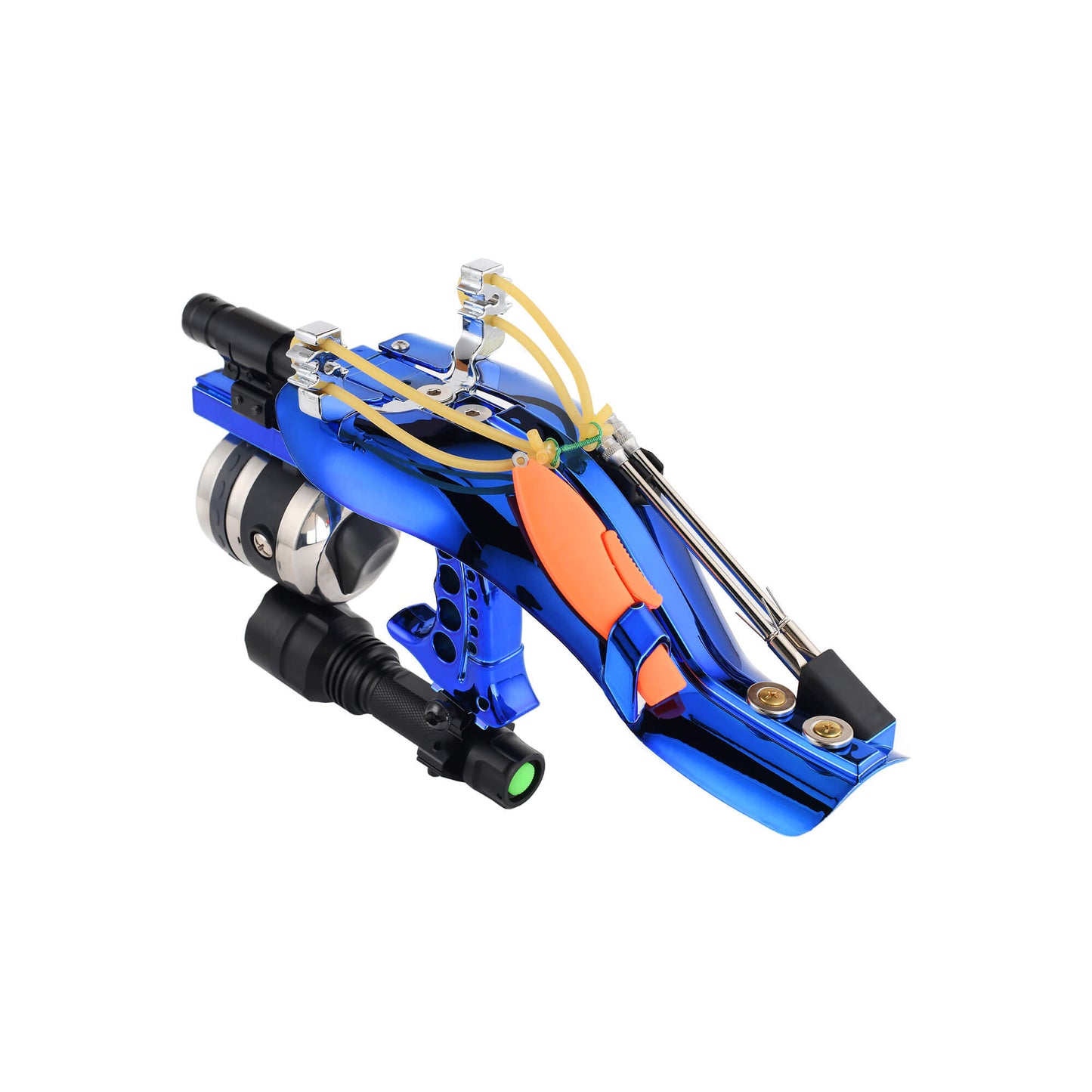 Fishing slingshot F-Ballista 01 with Flashlight, Fishing Reel, 3 Fish Darts with Dart Box, Magnetic Ball Holder and Laser.