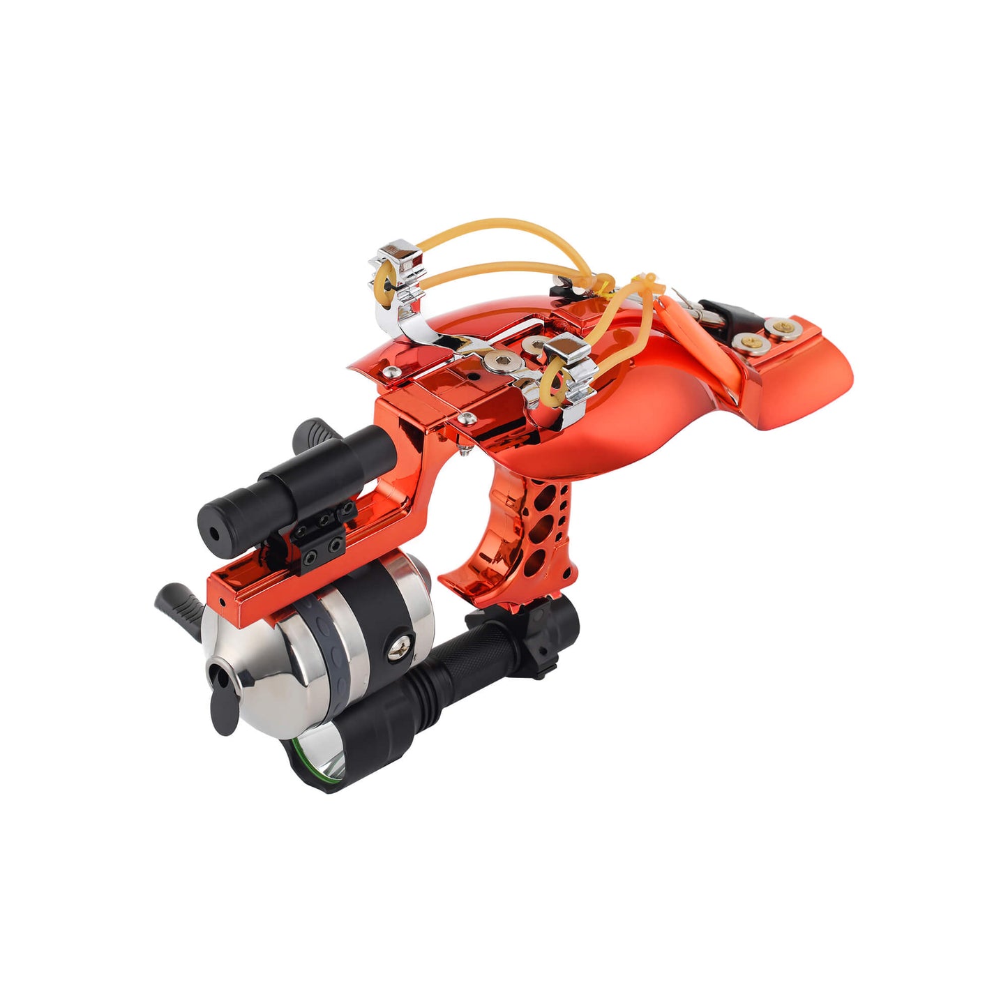 Fishing slingshot F-Ballista 01 with Flashlight, Fishing Reel, 3 Fish Darts with Dart Box, Magnetic Ball Holder and Laser.