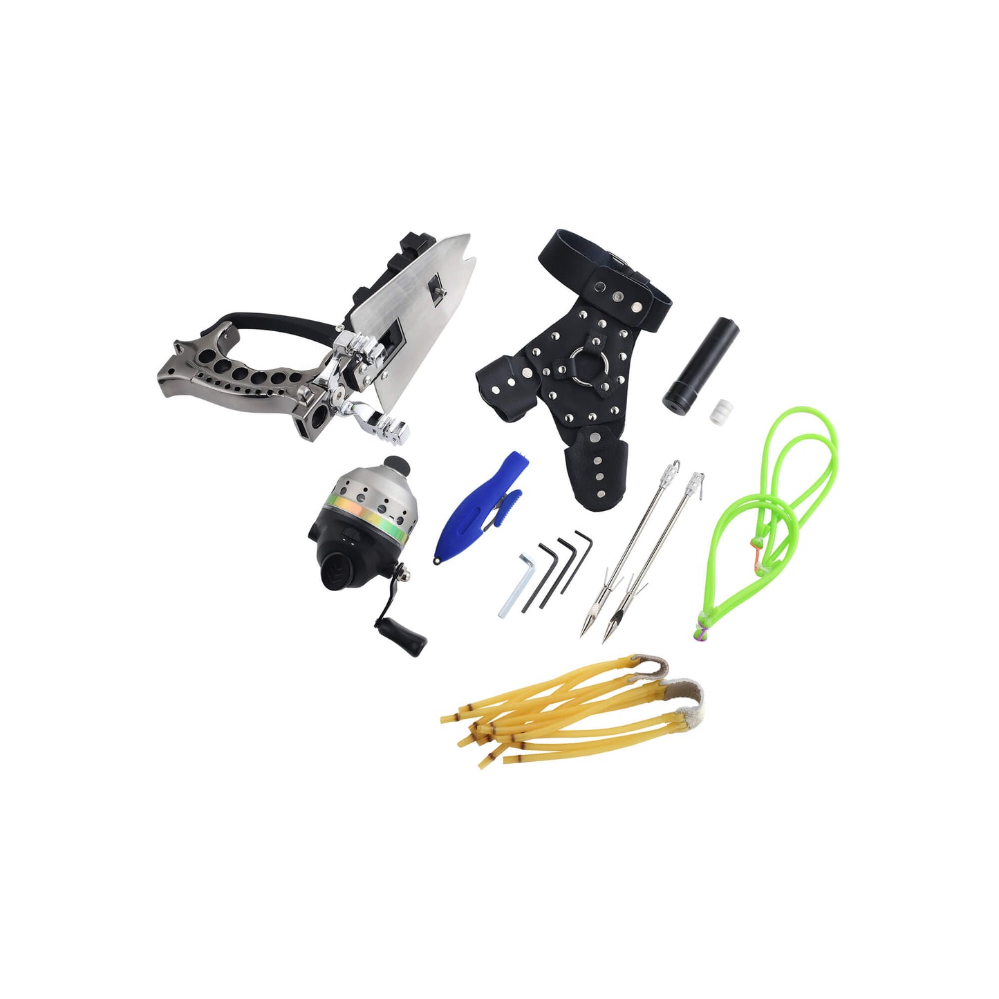Fishing slingshot F-Ballista 02 with Fishing Reel, Fish Darts with Dart Box, Multi-point metal bow, Guard Plate, Laser Sight.