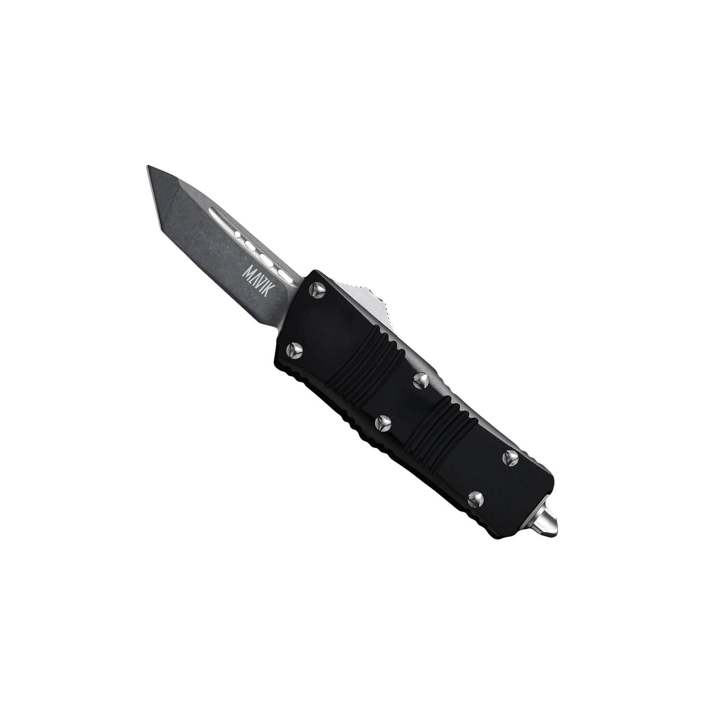 OTF Caliore compact CNC'ed sliding knife with a 1.95" D2 blade and 3.40" zinc Aluminum handle, lightweight at 0.14lbs.