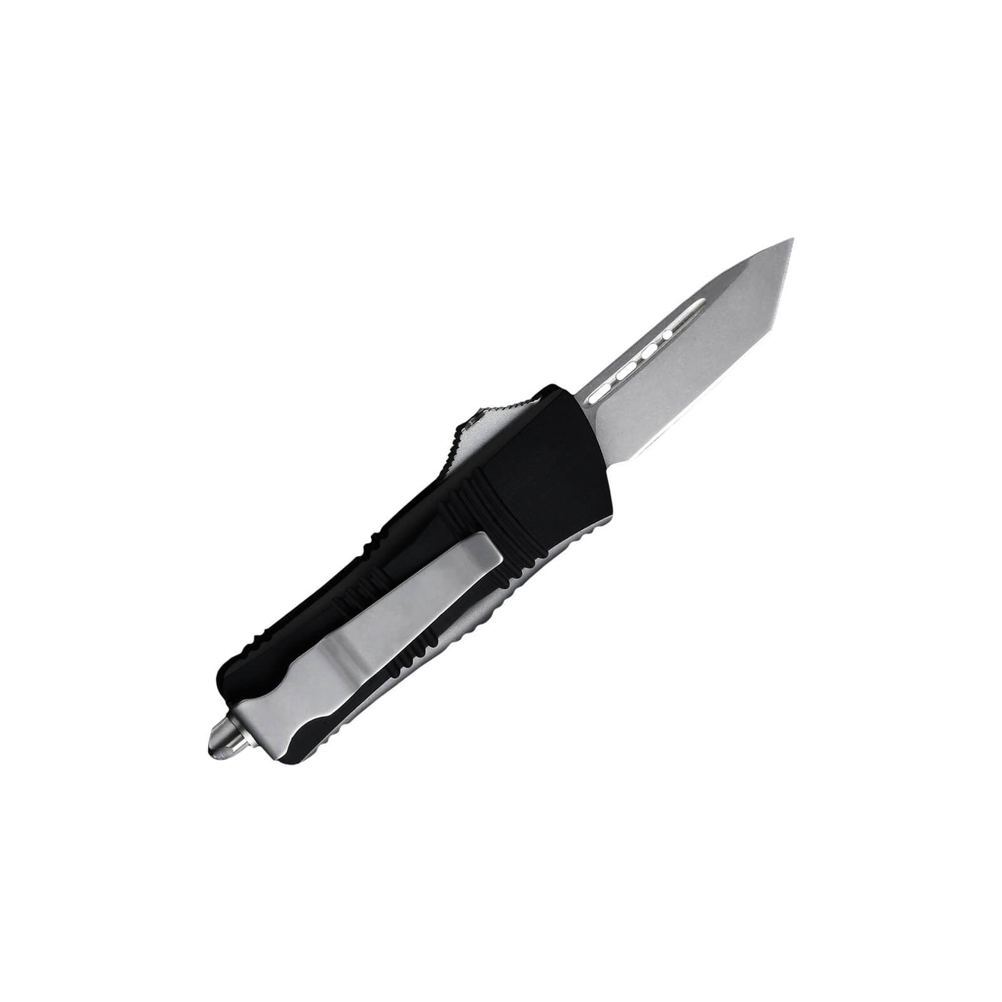 OTF Caliore compact CNC'ed sliding knife with a 1.95" D2 blade and 3.40" zinc Aluminum handle, lightweight at 0.14lbs.