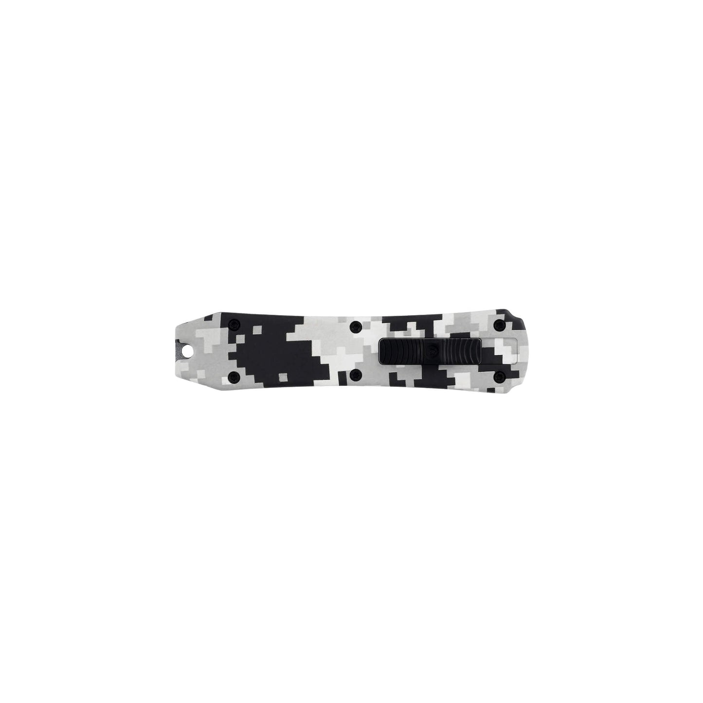 Mini automatic OTF knife Splinter from Mavik Gear with 440C spear point blade, Aluminum Alloy handle, and lanyard hole.