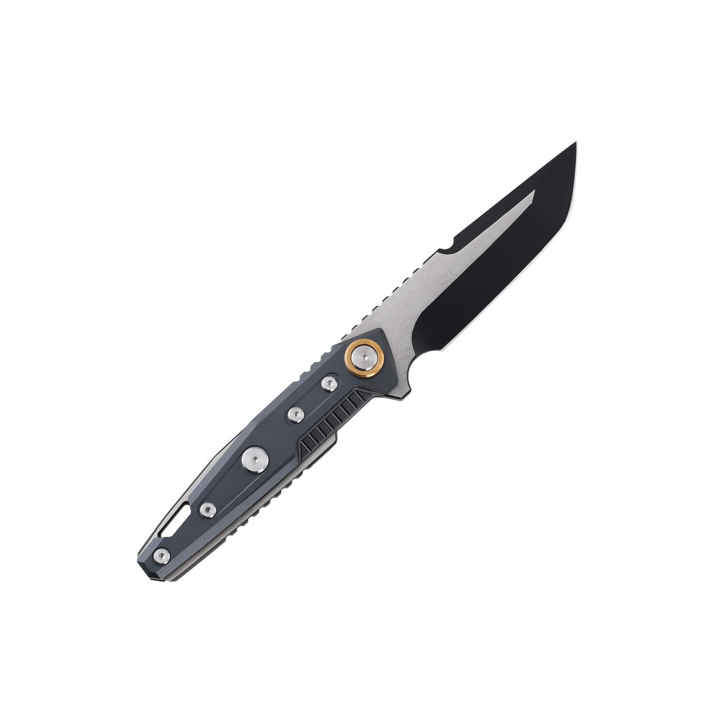 Fixed-blade hunting knife Slither from Mavik Gear with D2 drop point blade, aluminum alloy handle, and lanyard hole.
