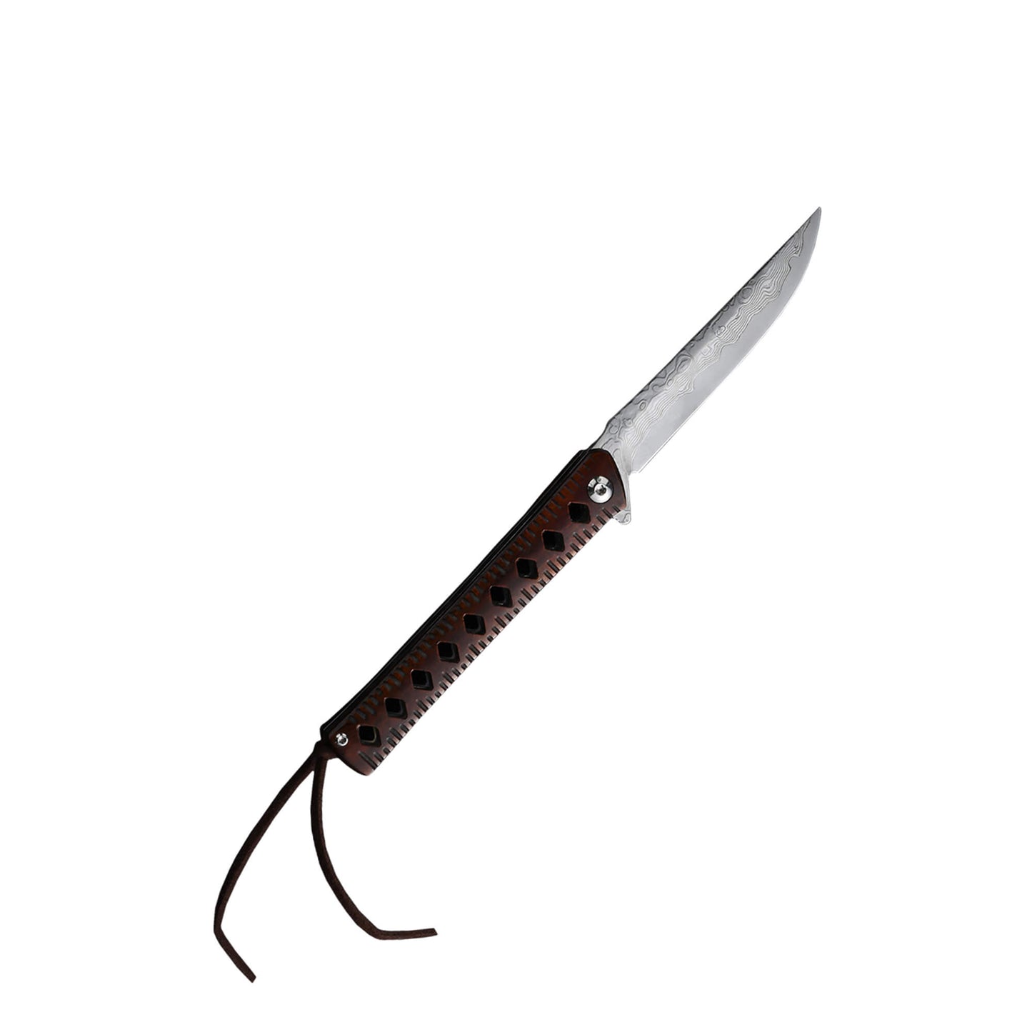 Folding knife Wooder from Mavik Gear with Damascus steel drop point blade, and unique handmade red Sandalwood handle.