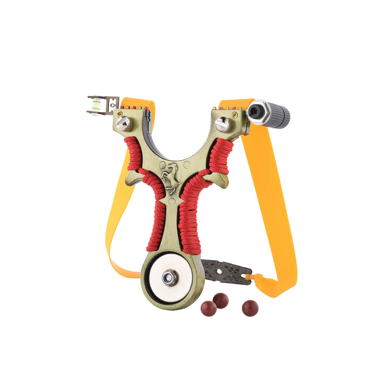 Ballista 10 Tactical slingshot with non-slip curved handle, and laser attachment, made of stainless steel, ABS, Gradienter.